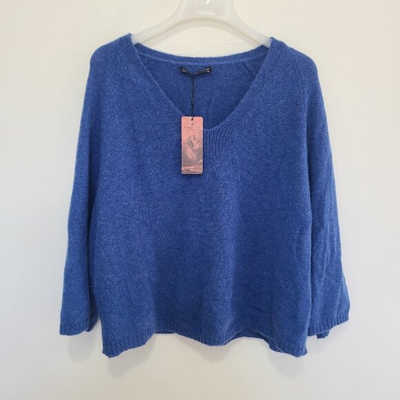 NWT Peruvian Connection Marine Blue 100% Royal Alpaca Batwing Sweater Women’s M - Picture 1 of 9